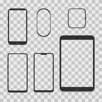 Set of digital devices, front view. 3D vector illustration. 스톡 일러스트