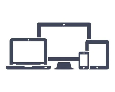 Set of digital devices icons vector illustration of responsive web design 스톡 일러스트