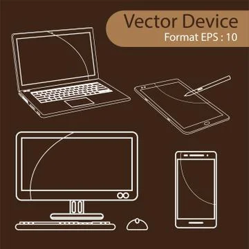 Set of Digital devices vector illustration. Stock Illustration