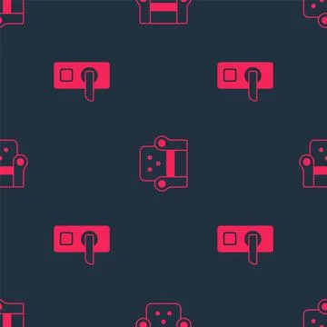 Set Digital door lock and Armchair on seamless pattern. Vector Stock Illustration
