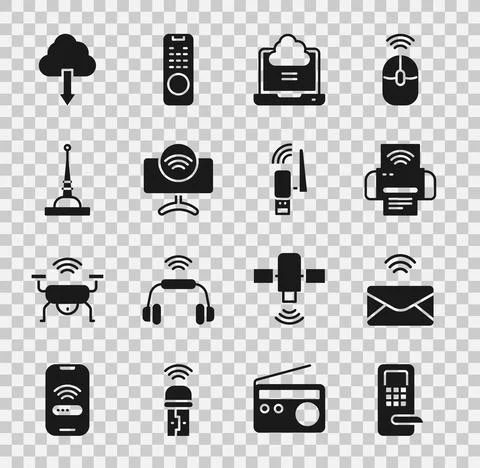 Set Digital door lock, Mail and e-mail, Smart printer system, Network cloud Stock Illustration