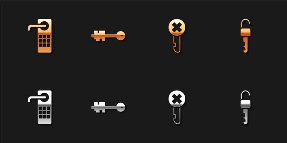 Set Digital door lock, Old key, Wrong and Unlocked icon. Vector イラスト素材