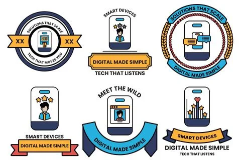 A set of digital made simple badges Stock Illustration