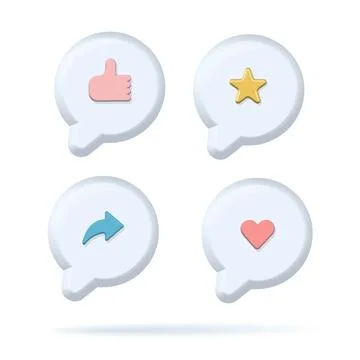 Set of digital notification tags, 3d render social media interface icons with Stock Illustration