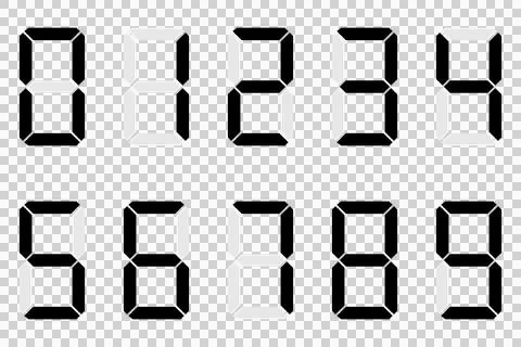 Set of digital numbers (black and gray) Stock Illustration