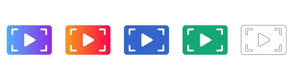 Set of Digital Play Button Icons in Multiple Styles Illustrazione stock