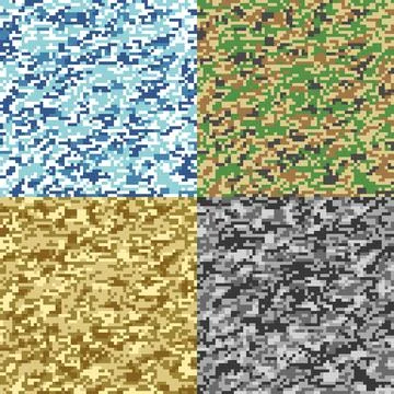 Set of digital seamless camouflage patterns. Vector Illustration Illustrazione stock