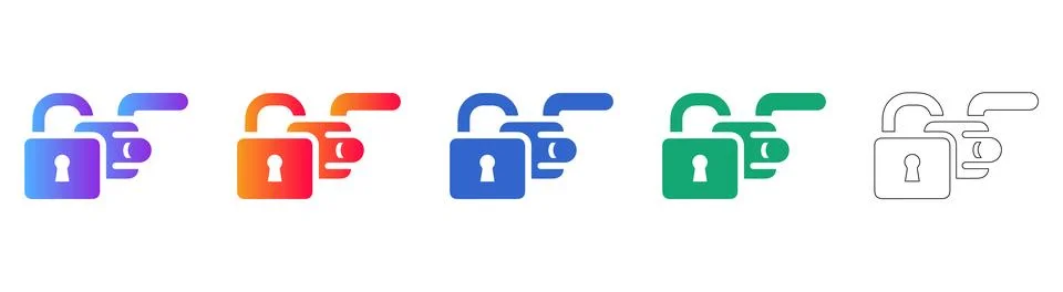 Set of Digital Security Lock Icons Stock Illustration