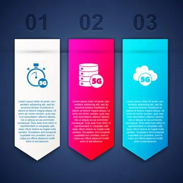 Set Digital speed meter 5G, Server network and Cloud. Business infographic Stock Illustration