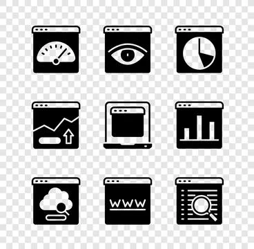 Set Digital speed meter, Browser incognito window, Graph chart infographic Stock Illustration