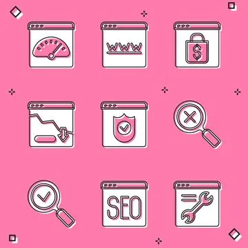 Set Digital speed meter, Browser window, Online shopping on screen, Financi.. Stock Illustration