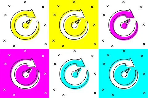Set Digital speed meter icon isolated on color background. Global network h.. Stock Illustration