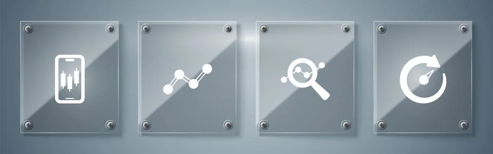 Set Digital speed meter, Search data analysis, Graph chart infographic and Stock Illustration