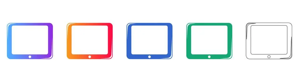 Set of Digital Tablet Device Icons Stock Illustration