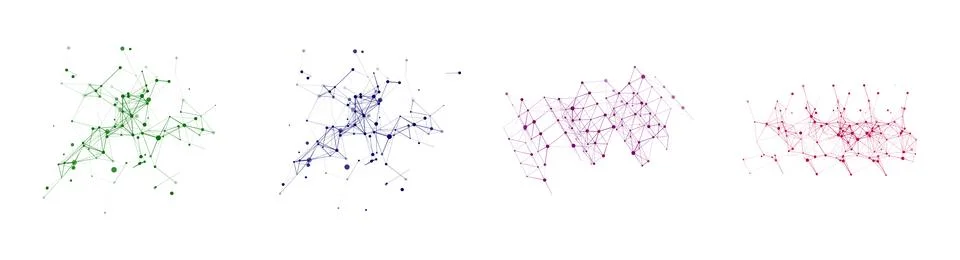 Set of digital tangles of DNA molecule structure. Concept of hi tech and futu Stock Illustration