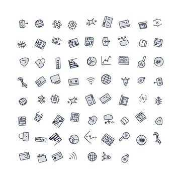 Set of Digital Technology and Computer Programming Icons for Web and Softwa.. Ilustración de archivo
