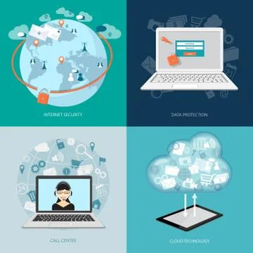 Set of digital technology banners Stock Illustration