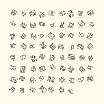 Set of digital technology interface icons showing UI elements on a light ba.. Illustrazione stock