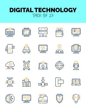 Set of Digital Technology Two Color icons for logo &amp; web. Vector illustration Stock Illustration