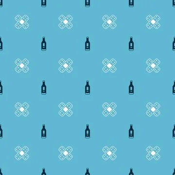 Set Digital thermometer and Crossed bandage plaster on seamless pattern. Vector Illustrazione stock