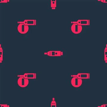 Set Digital thermometer and on seamless pattern. Vector Illustrazione stock