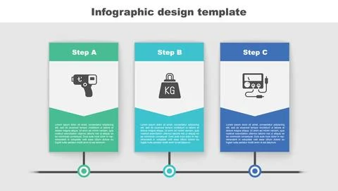 Set Digital thermometer, Weight and Multimeter, voltmeter. Business infographic Stock Illustration