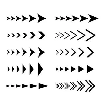 Set of Directional Arrows in Various Styles and Sizes Vector Illustration Stock Illustration