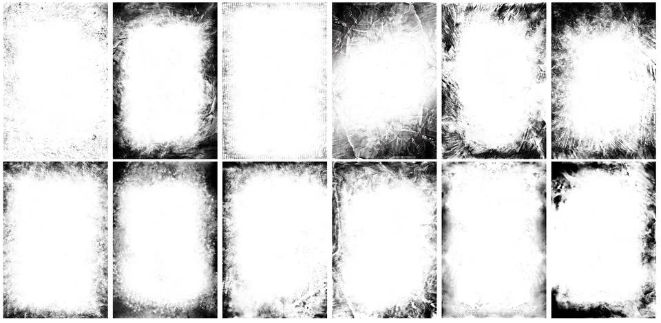 A set dirty wall texture frame background on white background Fotos de archivo