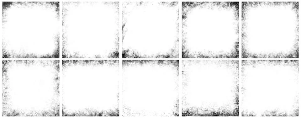 A set dirty wall texture frame background on white background Fotos de archivo