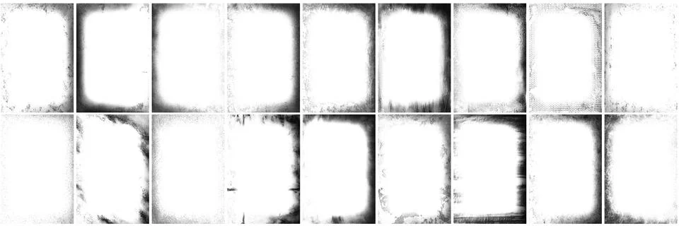 A set dirty wall texture frame background on white background Stock Photos