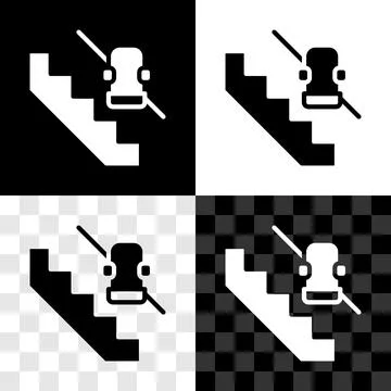 Set Disabled access elevator lift escalator icon isolated on black and white Stock Illustration