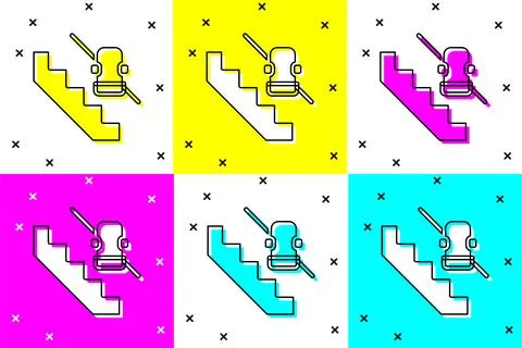 Set Disabled access elevator lift escalator icon isolated on color background 스톡 일러스트