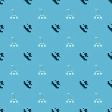 Set Disabled elevator and Walking stick cane on seamless pattern. Vector Stock Illustration