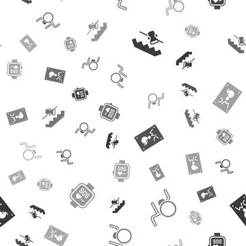 Set Disabled elevator, Wheelchair, Separated toilet for disabled and Smart watch Stock Illustration