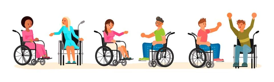 Set of disabled people Stock Illustration