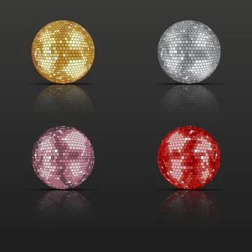 Set of disco balls. Illustrazione stock