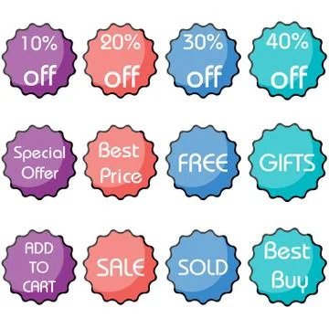 Set of discount icon Stock Illustration