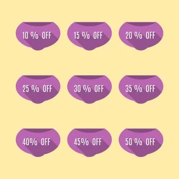 Set of discount labels, vector illustration. Stock Illustration