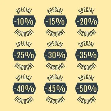 Set of discount labels, vector illustration. Stock Illustration