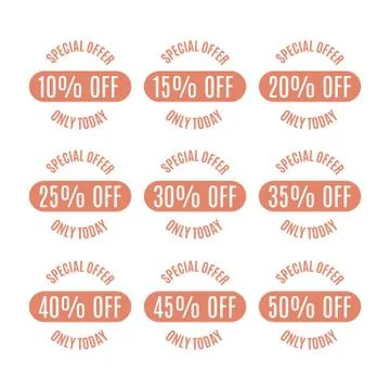 Set of discount labels, vector illustration. Stock Illustration