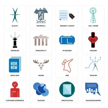 Set of discussion board, specification, customer experience, dab, book now, v Free Stock Illustration