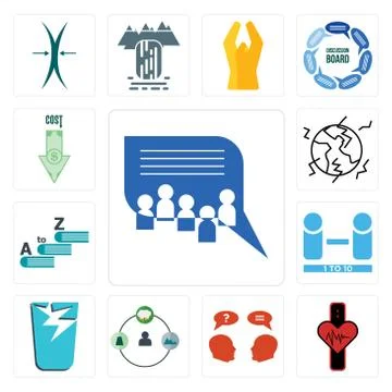 Set of discussion board, tracker, inquiry, shepherd, broken glass, number pla Free Stock Illustration