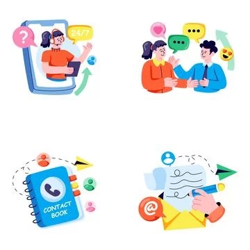 Set of Discussion Flat Illustrations Stock Illustration