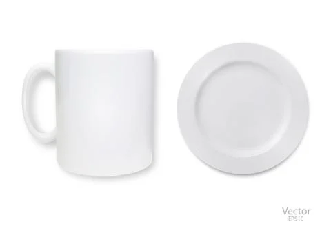 Set of dishes .Plate with a mug ,Vector Stock Illustration