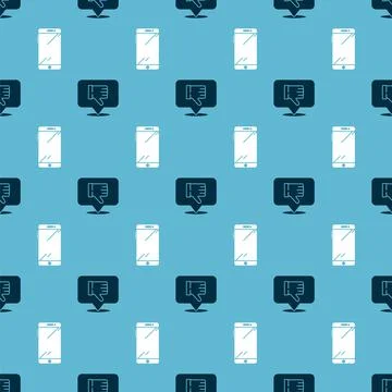 Set Dislike in speech bubble and Smartphone, mobile phone on seamless pattern Stock Illustration