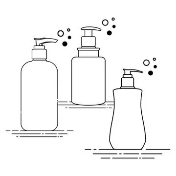 Set Dispenser soap outline vector Illustration Stock Illustration