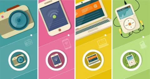 Set of display laptop computer smartphone Stock Illustration