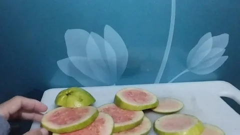 Set display of pink crystal pink round slices Stock Footage 229255022