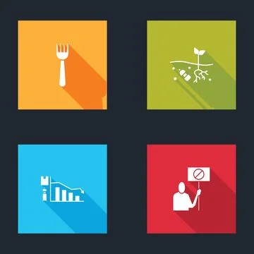 Set Disposable plastic fork, Problem of pollution planet, Ecology infographic Stock Illustration