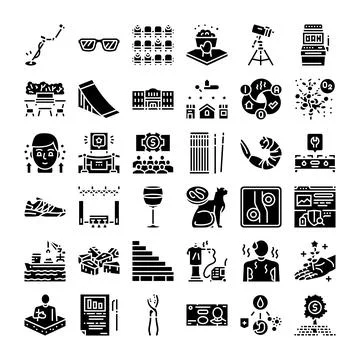 Set of diverse black glyph web icons Stockillustratie
